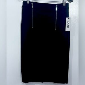 DKNY Black Pencil Skirt with Zipper Details